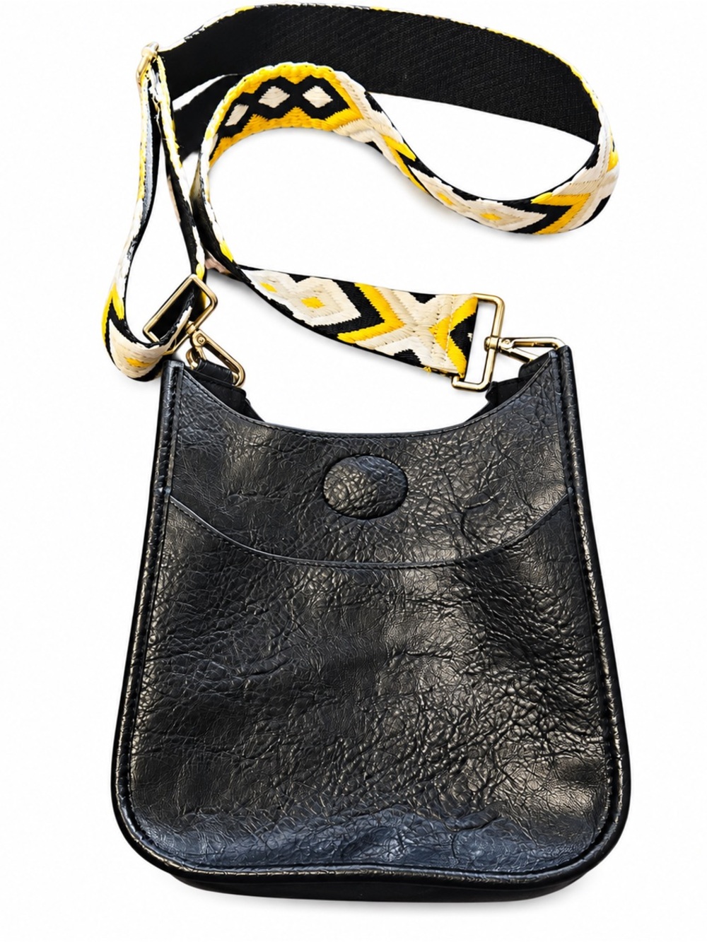ah.dorned Black Leather Crossbody bag